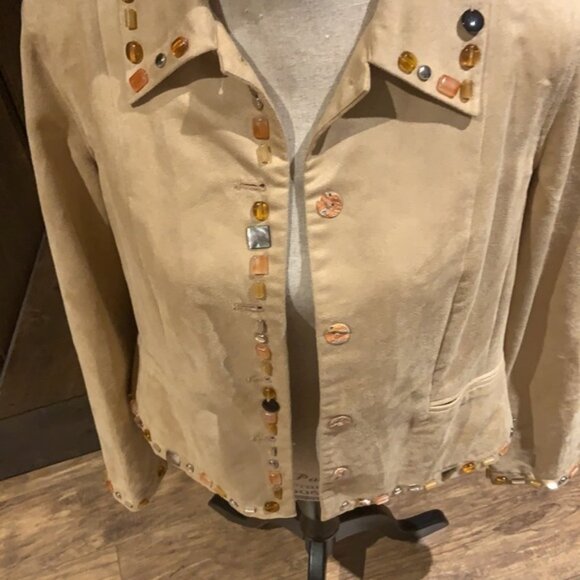 SPANNER soft suede blazer with beaded details - Picture 3 of 10